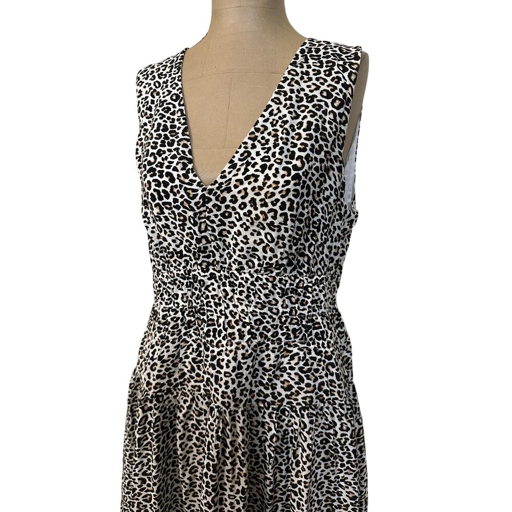 J.Crew Midi Dress Brown Leopard Crepe de Chine Sleeveless A-line Hyacinth - Picture 4 of 8